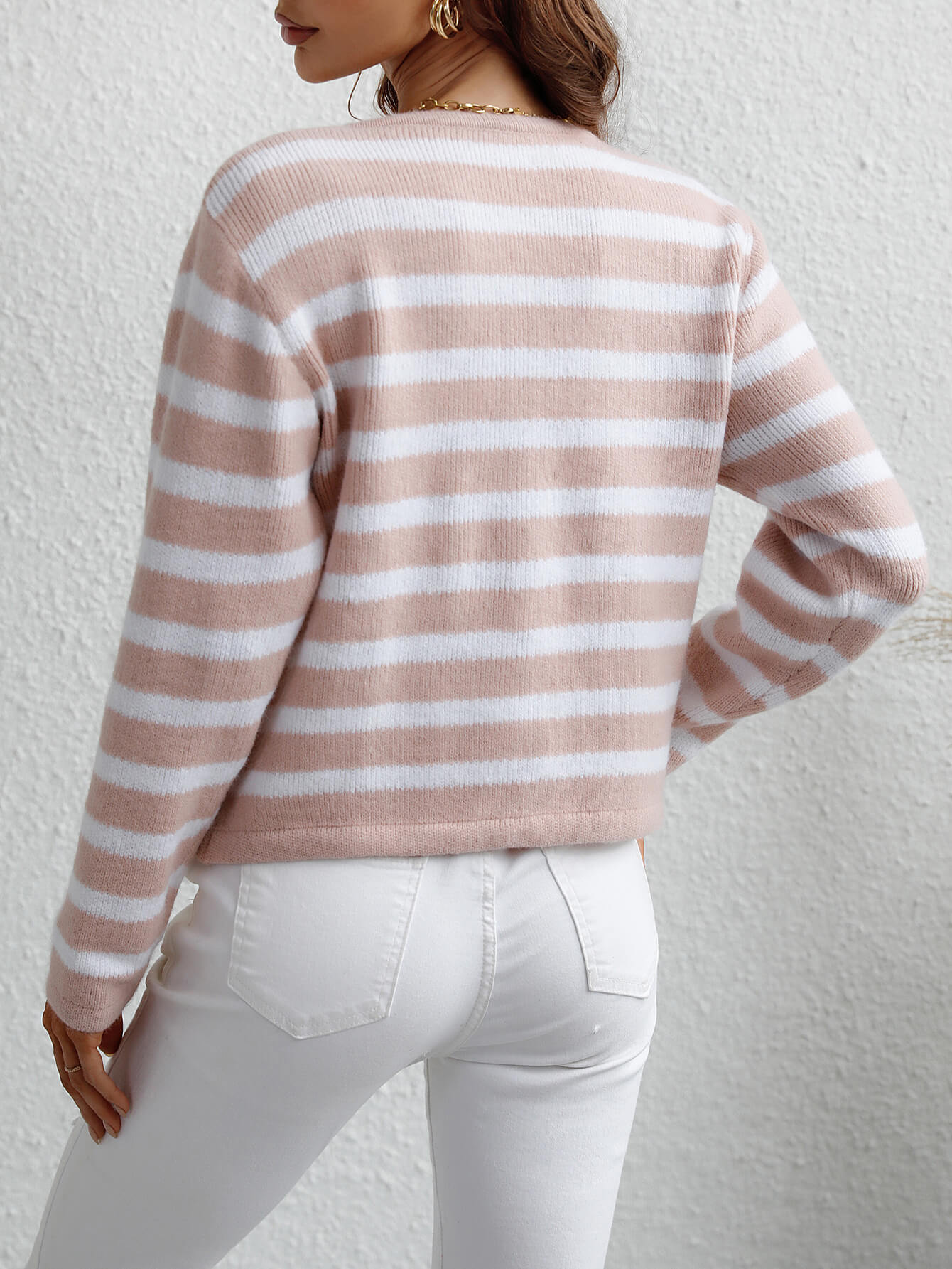 Striped Button Front Cardigan