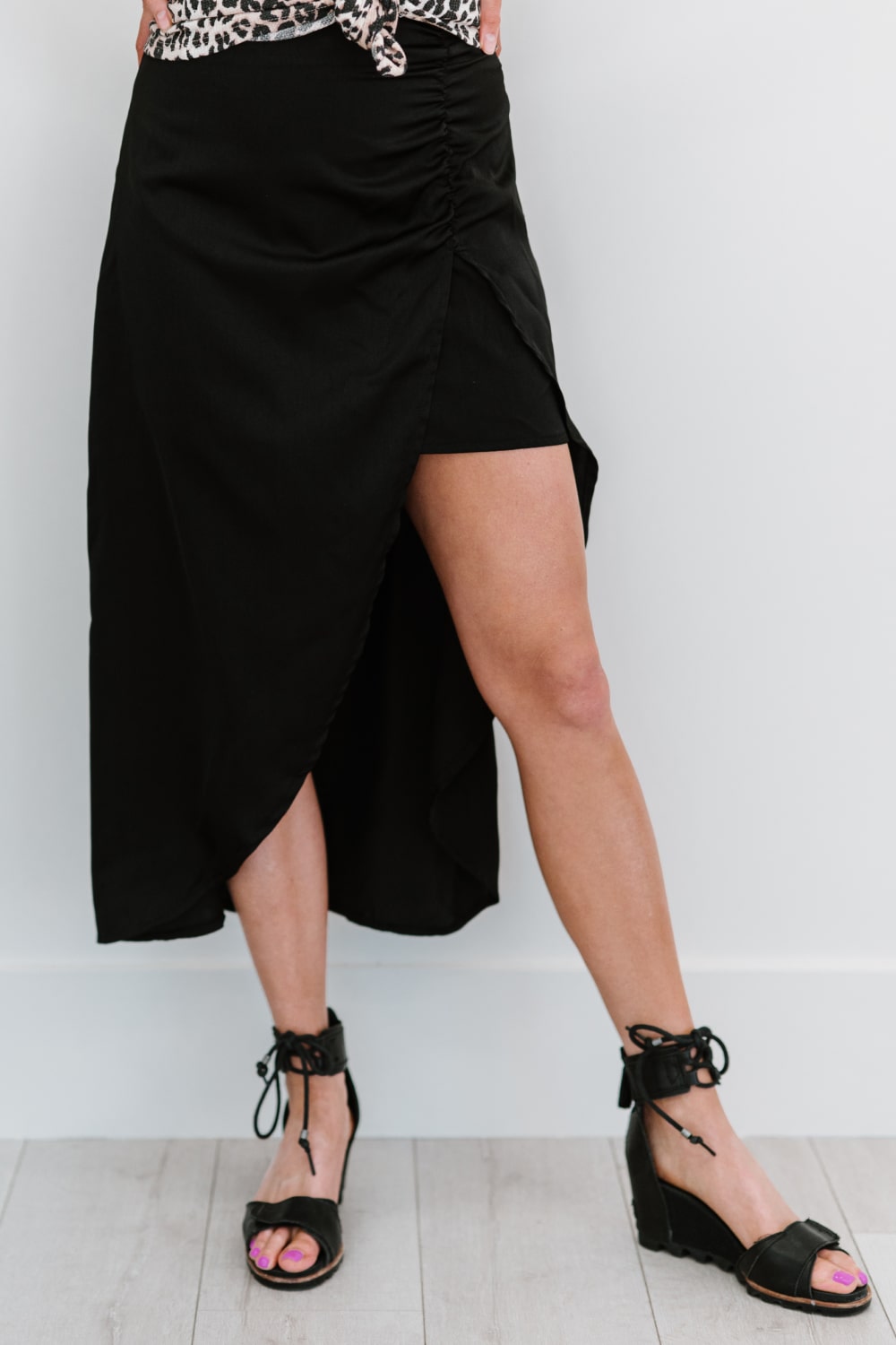 Hyfve Glam It Up Ruched Satin Tulip Hem Skirt