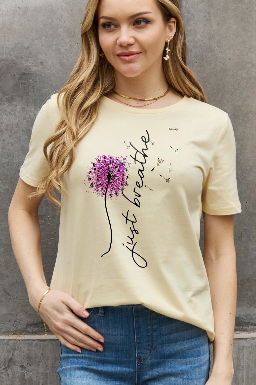 Simply Love Full Size JUST BREATHE Graphic Cotton Tee