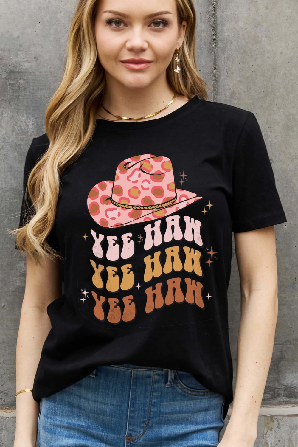 Simply Love Full Size YEE HAH YEE HAH YEE HAH Graphic Cotton Tee