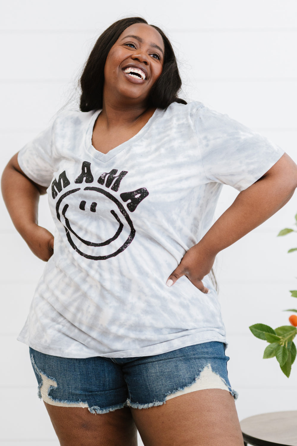 Sew In Love MAMA Smile Graphic Full Size Tie-Dye Tee Shirt