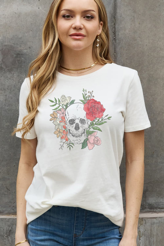 Simply Love Full Size Skull Graphic Cotton Tee