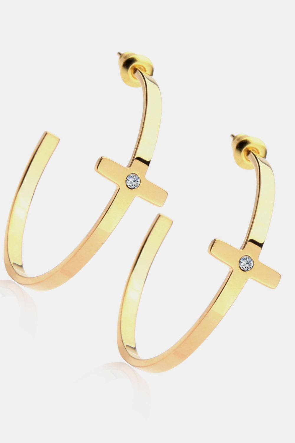 Stainless Steel Cross Hoop Earrings