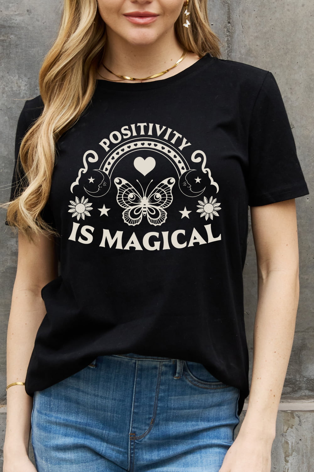 Simply Love Full Size POSITIVITY IS MAGICAL Graphic Cotton Tee