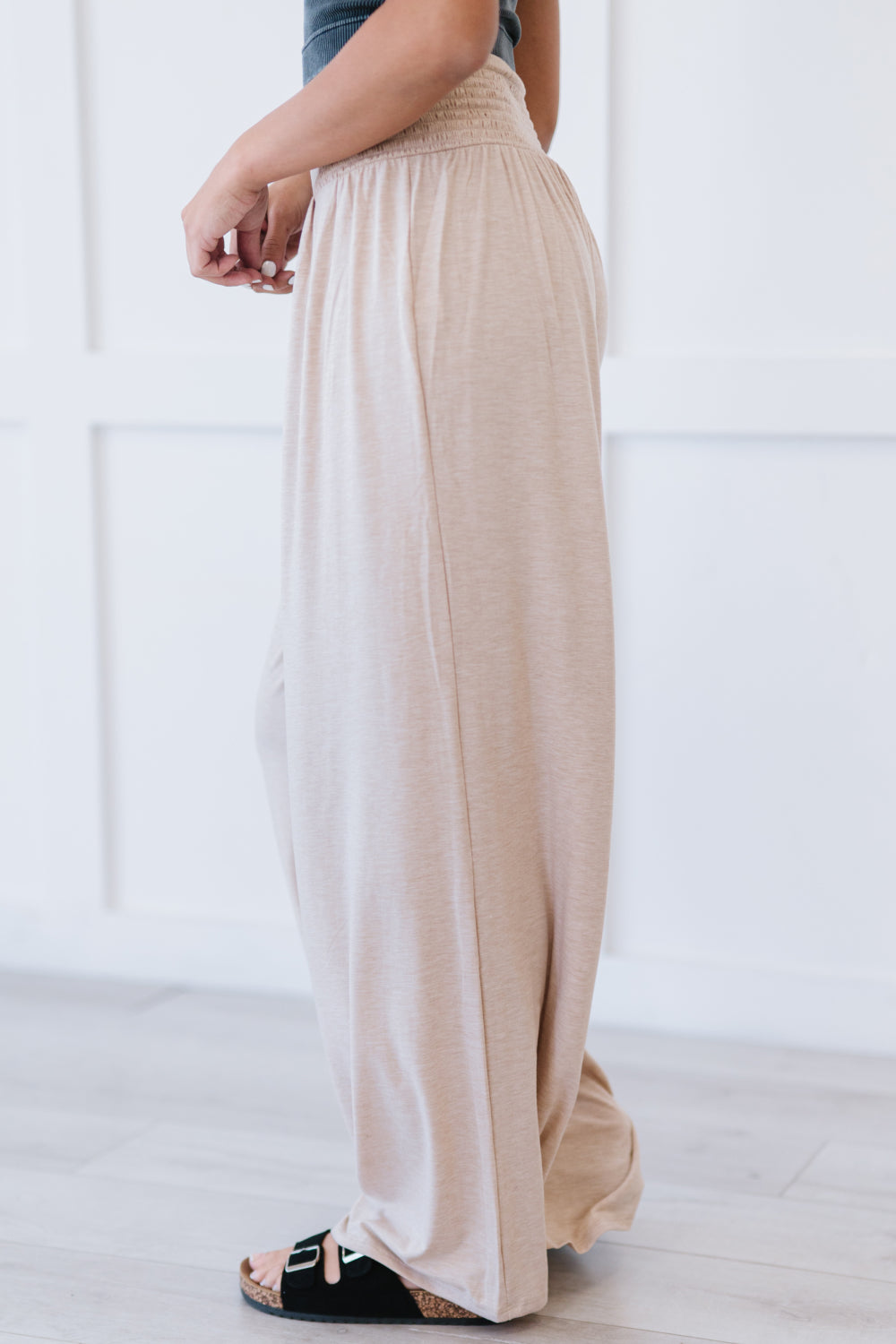 Zenana Easy Breezy Full Size Palazzo Pants in Beige