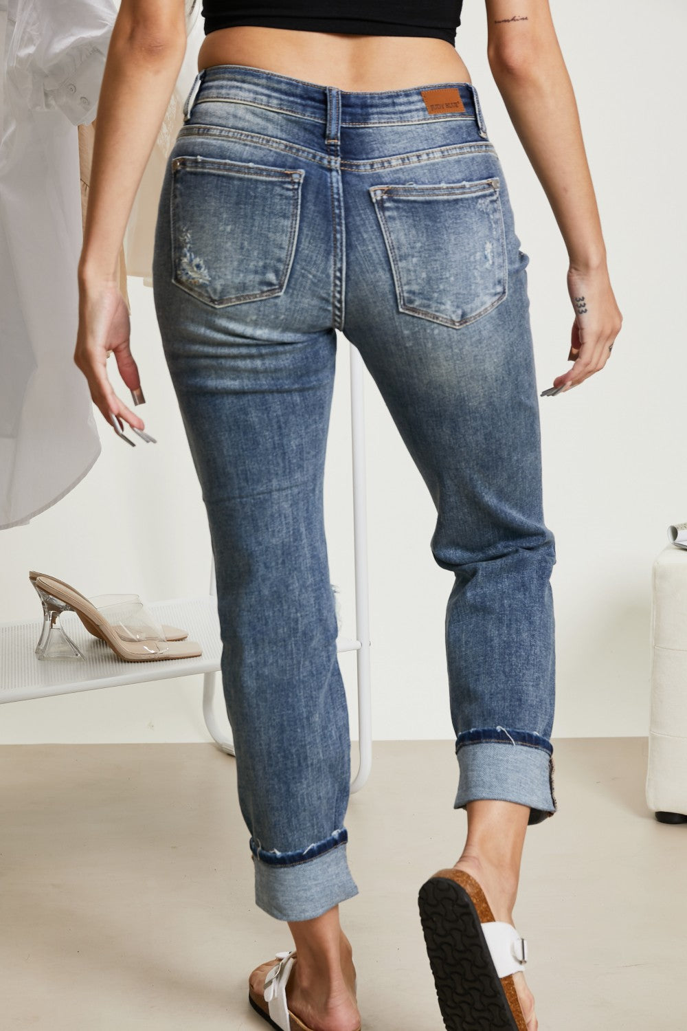 Judy Blue Lindsey Full Size Bleach Splash Boyfriend Jeans