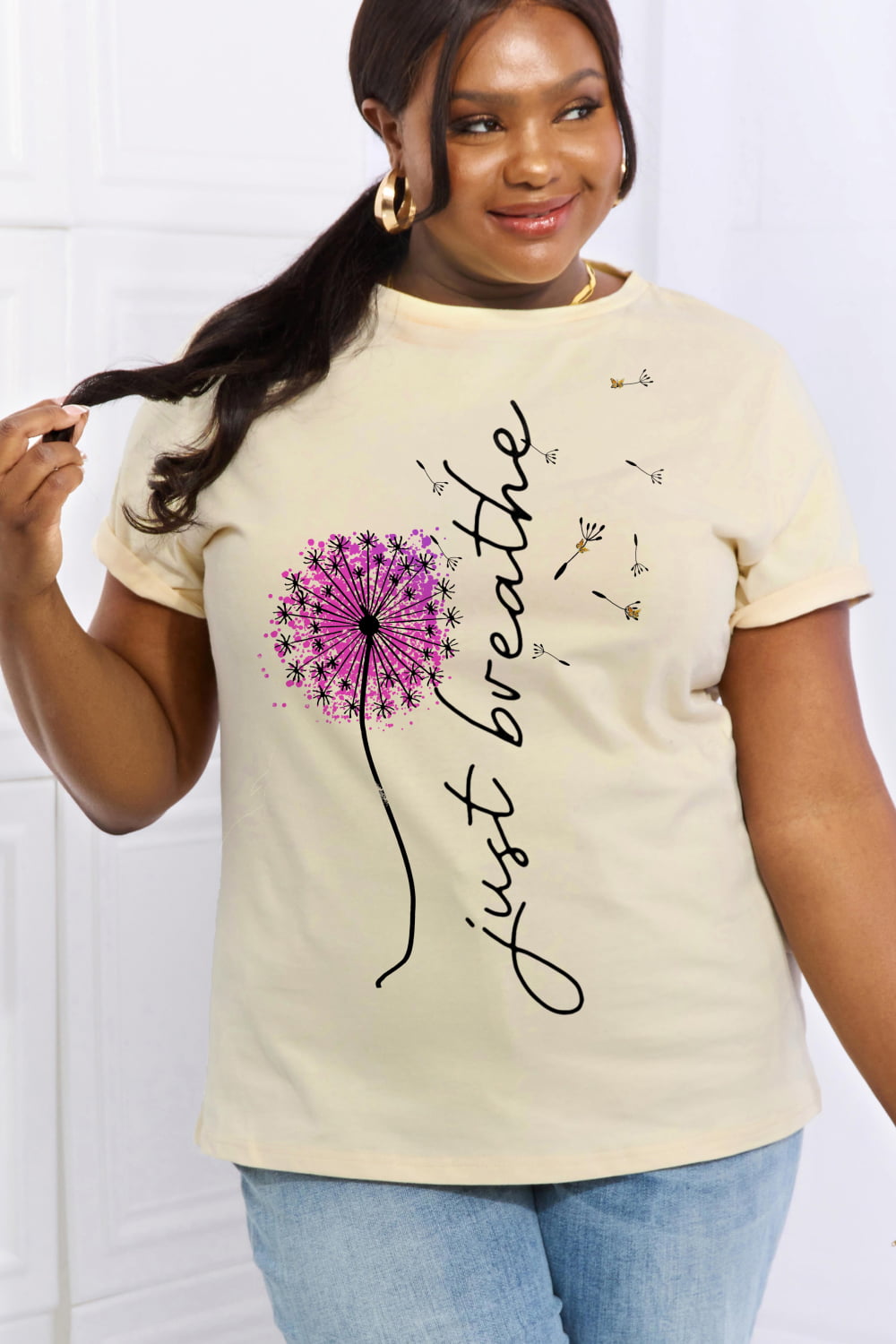 Simply Love Full Size JUST BREATHE Graphic Cotton Tee