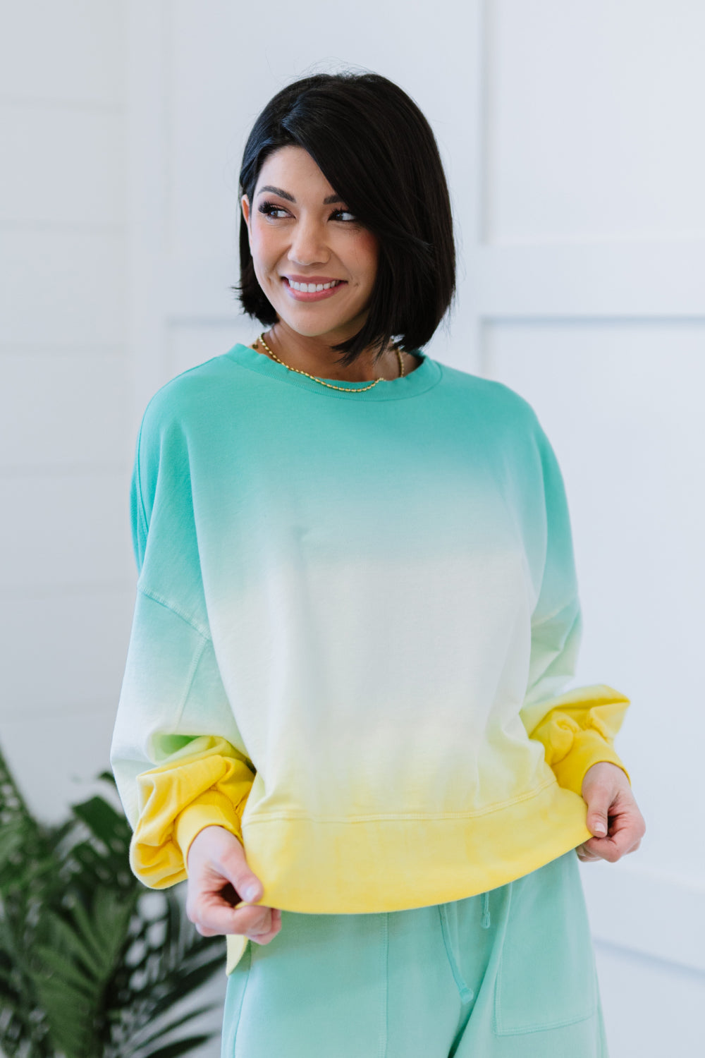 Zenana Hello Summer Full Size Run Ombre Cropped Sweatshirt